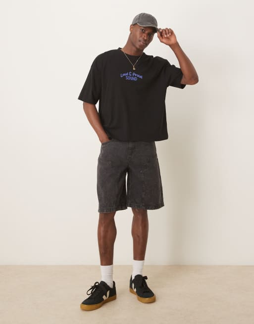 ASOS DESIGN - T-shirt coupe carrée oversize à imprimé style bande dessinée - Noir, 4 de 4