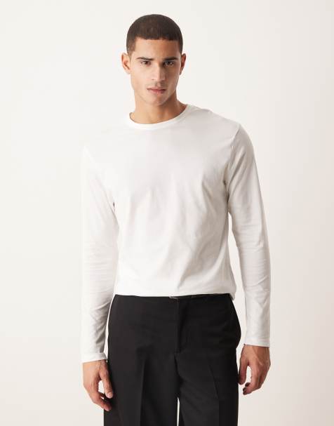 ASOS DESIGN - T-shirt coupe classique à manches longues en coton supima de qualité supérieure - Blanc - view 1