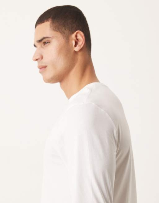 ASOS DESIGN - T-shirt coupe classique à manches longues en coton supima de qualité supérieure - Blanc, 4 de 5