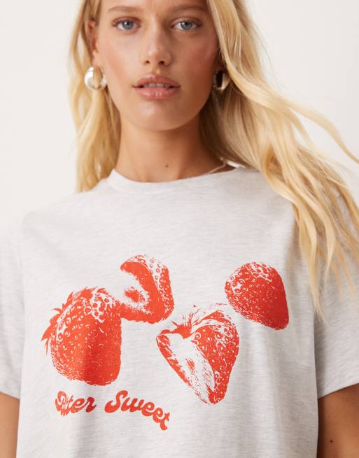 ASOS DESIGN - T-shirt coupe classique avec imprimé fraises - Givre chiné, 2 de 4