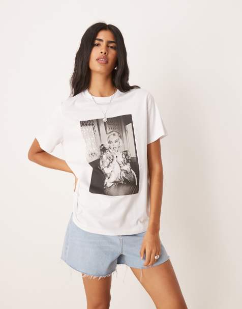 ASOS DESIGN - T-shirt coupe classique avec imprimé Marilyn Monroe sous licence - Blanc - view 1