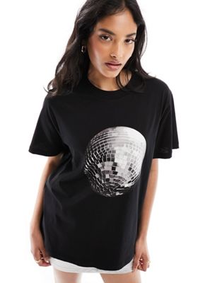ASOS DESIGN regular fit t-shirt with disco ball graphic in black - ASOS Price Checker