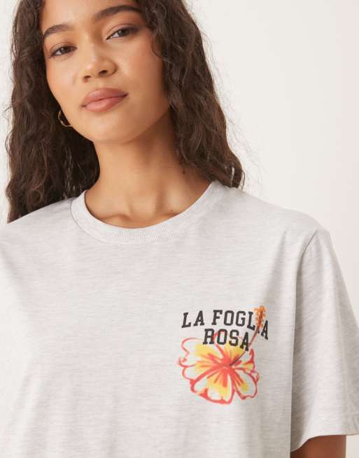 ASOS DESIGN - T-shirt coupe classique avec motif fleur italienne - Givre chiné, 3 de 4