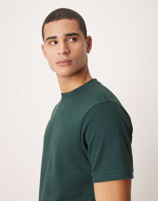 ASOS DESIGN - T-shirt coupe classique en tissu texturé - Vert foncé, 4 de 5