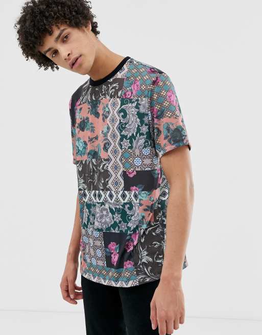 ASOS DESIGN - T-shirt coupe décontractée avec imprimé patchwork