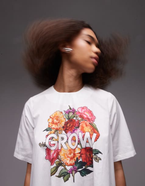 ASOS DESIGN - T-shirt coupe trapèze à motif - Blanc - view 1