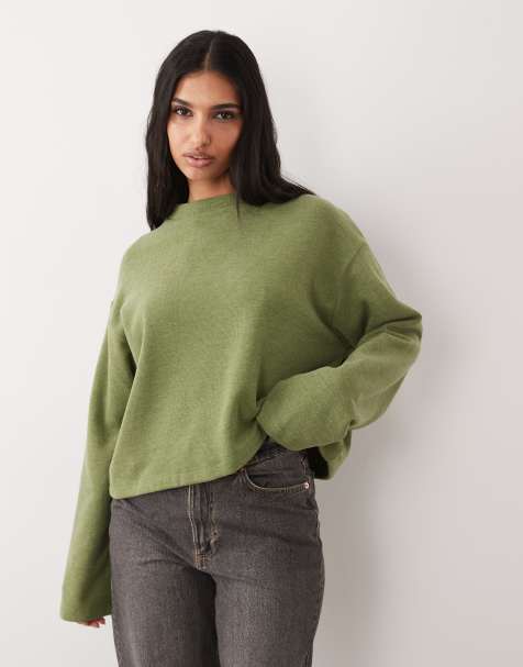 ASOS DESIGN - T-shirt court ultra-doux coupe carrée à manches longues - Vert - view 1