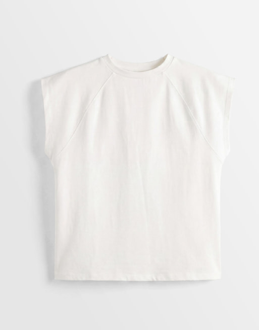 ASOS DESIGN - T-shirt crop top épais coupe carrée à manches raglan - Blanc, 5 de 8