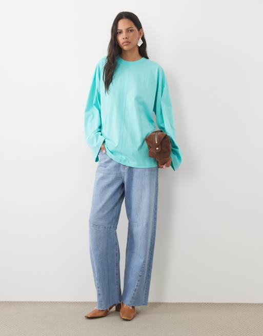 ASOS DESIGN t-shirt de skate à manches longues turquoise, 2 de 4