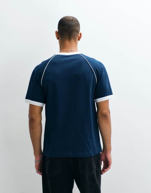 ASOS DESIGN - T-shirt décontracté à bords contrastants et inscription « Utopia » - Bleu marine, 2 de 5