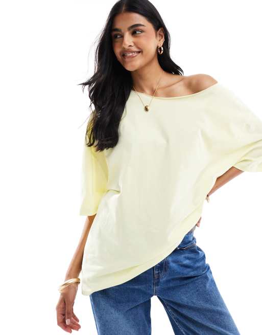 ASOS DESIGN - T-shirt décontracté à épaules dénudées - Jaune citron, 2 de 4
