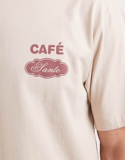 ASOS DESIGN - T-shirt décontracté à imprimé café - Taupe, 3 de 5