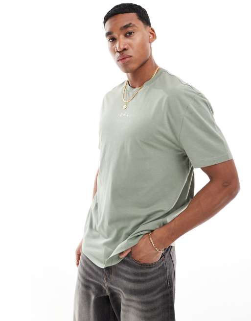 ASOS DESIGN - T-shirt décontracté à imprimé céleste sur la poitrine - Vert clair