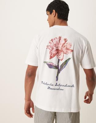 ASOS DESIGN - T-shirt décontracté à imprimé fleur - Blanc
