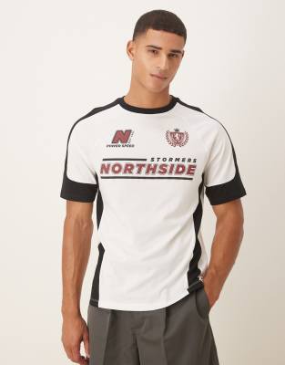 ASOS DESIGN - T-shirt décontracté à imprimé sport - Blanc