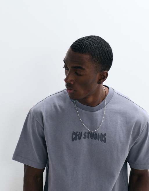 ASOS DESIGN - T-shirt décontracté à imprimé texte - Gris délavé, 4 de 5