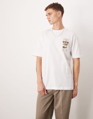 ASOS DESIGN - T-shirt décontracté à imprimé ville - Blanc - view 1