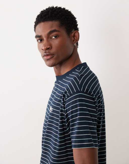 ASOS DESIGN - T-shirt décontracté à inscription et rayures - Bleu marine, 4 de 5