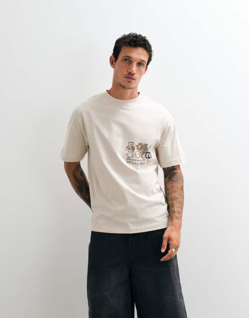 ASOS DESIGN - T-shirt décontracté à inscription Kyoto effet griffonné - Beige, 5 de 5