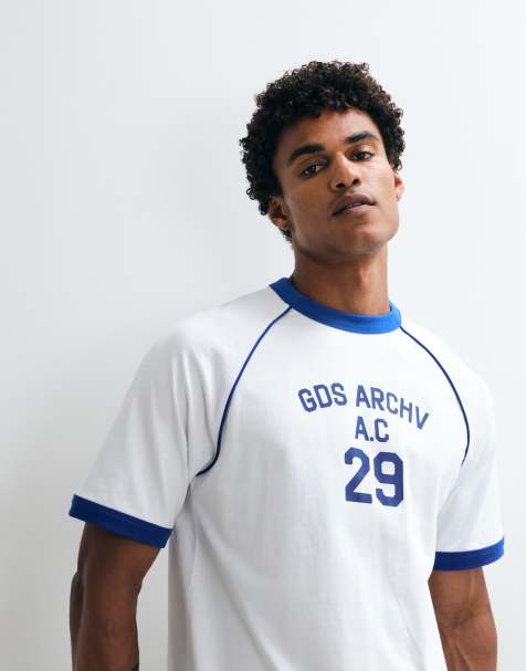 ASOS DESIGN - T-shirt décontracté à liserés et imprimé sport - Blanc - view 1