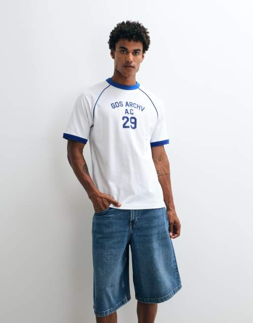 ASOS DESIGN - T-shirt décontracté à liserés et imprimé sport - Blanc, 2 de 5