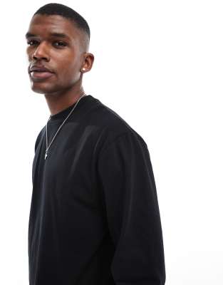 ASOS DESIGN - T-shirt décontracté à manches longues en tissu épais 240 g/m² - Noir