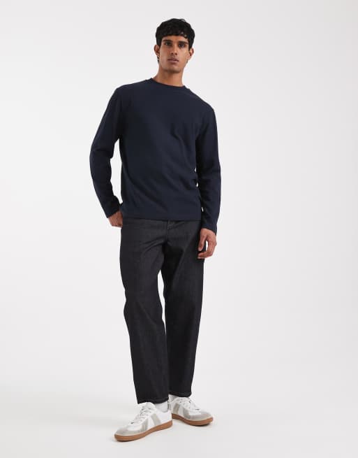 ASOS DESIGN - T-shirt décontracté à manches longues en tissu épais - Bleu marine , 2 de 5