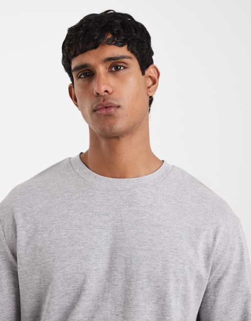 ASOS DESIGN - T-shirt décontracté à manches longues en tissu épais - Gris chiné, 4 de 5