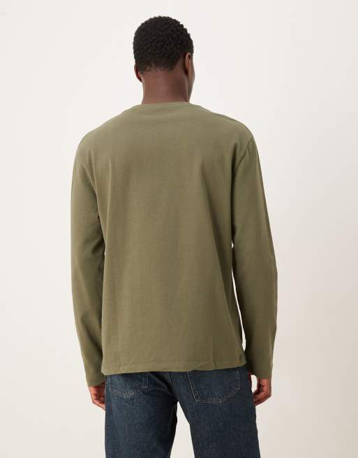 ASOS DESIGN - T-shirt décontracté à manches longues en tissu épais - Olive délavé, 3 de 5