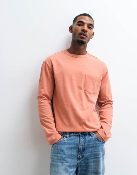 ASOS DESIGN - T-shirt décontracté à manches longues - Orange délavé - view 1