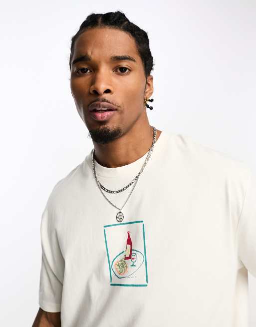ASOS DESIGN - T-shirt décontracté avec imprimé devant - Écru