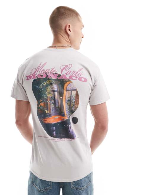 ASOS DESIGN - T-shirt décontracté avec imprimé devant et au dos - Gris glacier