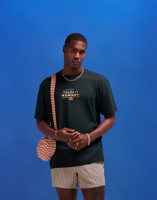ASOS DESIGN - T-shirt décontracté avec inscription à l'avant - Vert foncé