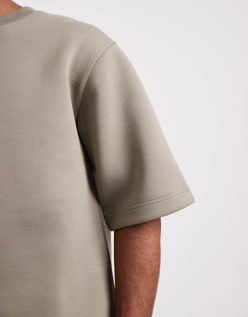 ASOS DESIGN - T-shirt décontracté d'ensemble en tissu épais imitation néoprène - Kaki, 3 de 5