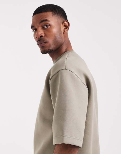 ASOS DESIGN - T-shirt décontracté d'ensemble en tissu épais imitation néoprène - Kaki, 4 de 5