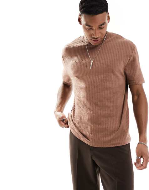 ASOS DESIGN - T-shirt décontracté en crépon - Marron - view 1