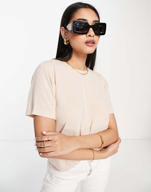 ASOS DESIGN - T-shirt décontracté en maille fine - Crème