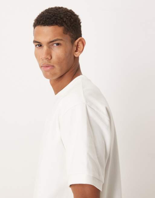ASOS DESIGN - T-shirt décontracté en maille interlock de qualité supérieure - Blanc, 4 de 5