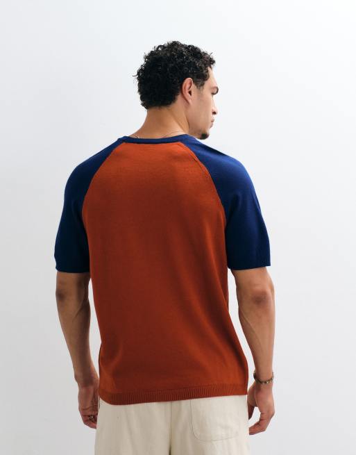 ASOS DESIGN - T-shirt décontracté en maille - Rouge et bleu marine, 4 de 5