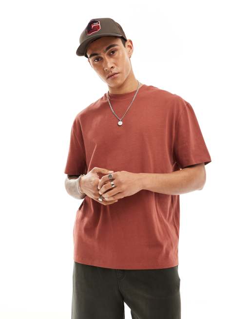 ASOS DESIGN - T-shirt décontracté en tissu épais 240 g/m² - Marron 