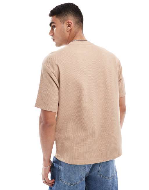 ASOS DESIGN - T-shirt décontracté en tissu gaufré épais - Neutre, 4 de 4