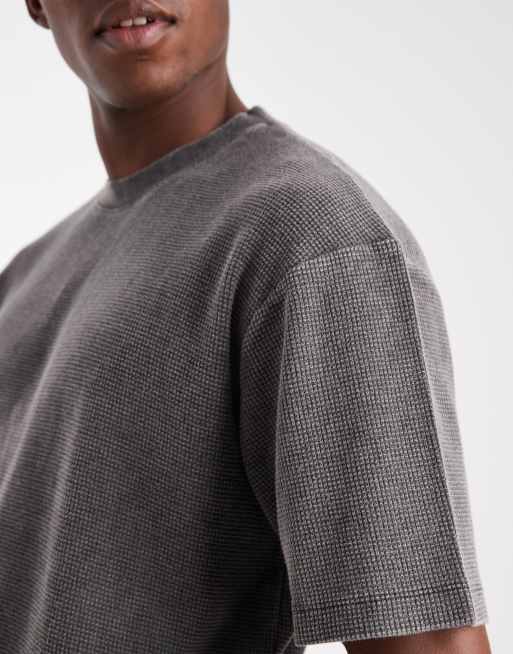 ASOS DESIGN - T-shirt décontracté en tissu gaufré - Noir délavé , 5 de 5