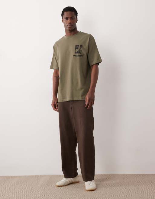 ASOS DESIGN - T-shirt décontracté épais à imprimé fleuri et broderie - Kaki, 2 de 5