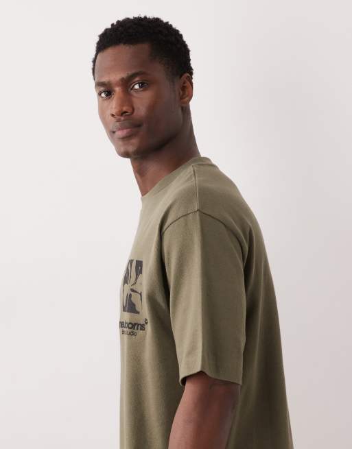 ASOS DESIGN - T-shirt décontracté épais à imprimé fleuri et broderie - Kaki, 3 de 5