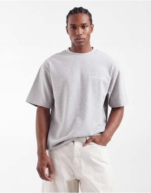 ASOS DESIGN - T-shirt décontracté épais avec imprimé en relief et broderie - Gris chiné, 2 de 5