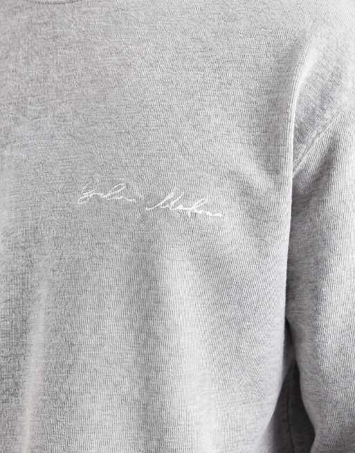 ASOS DESIGN - T-shirt décontracté épais avec imprimé en relief et broderie - Gris chiné, 4 de 5