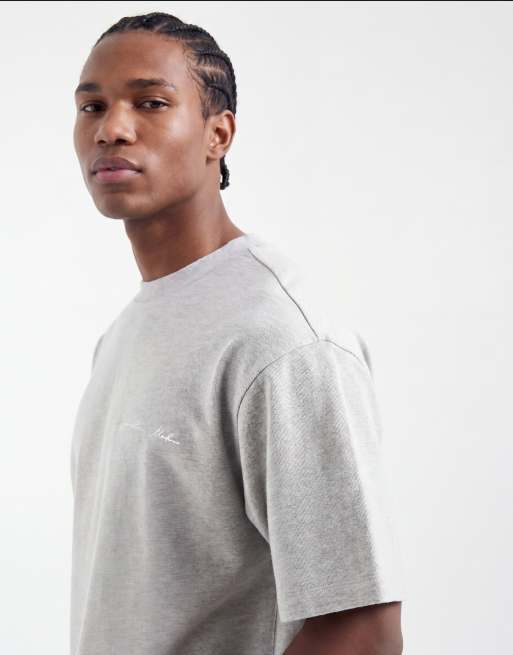 ASOS DESIGN - T-shirt décontracté épais avec imprimé en relief et broderie - Gris chiné, 5 de 5