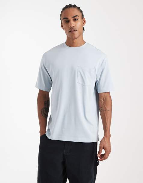 ASOS DESIGN - T-shirt décontracté épais avec poche - Bleu clair - view 1