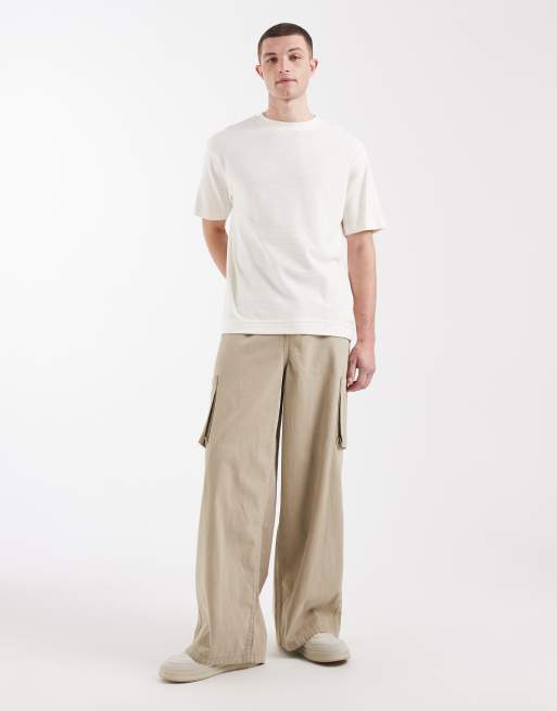 ASOS DESIGN - T-shirt décontracté texturé avec ourlet élastique - Beige, 2 de 5