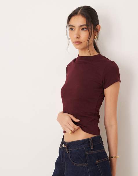 ASOS DESIGN - T-shirt d'ensemble effet rétréci en aspect maille - Baie - view 1